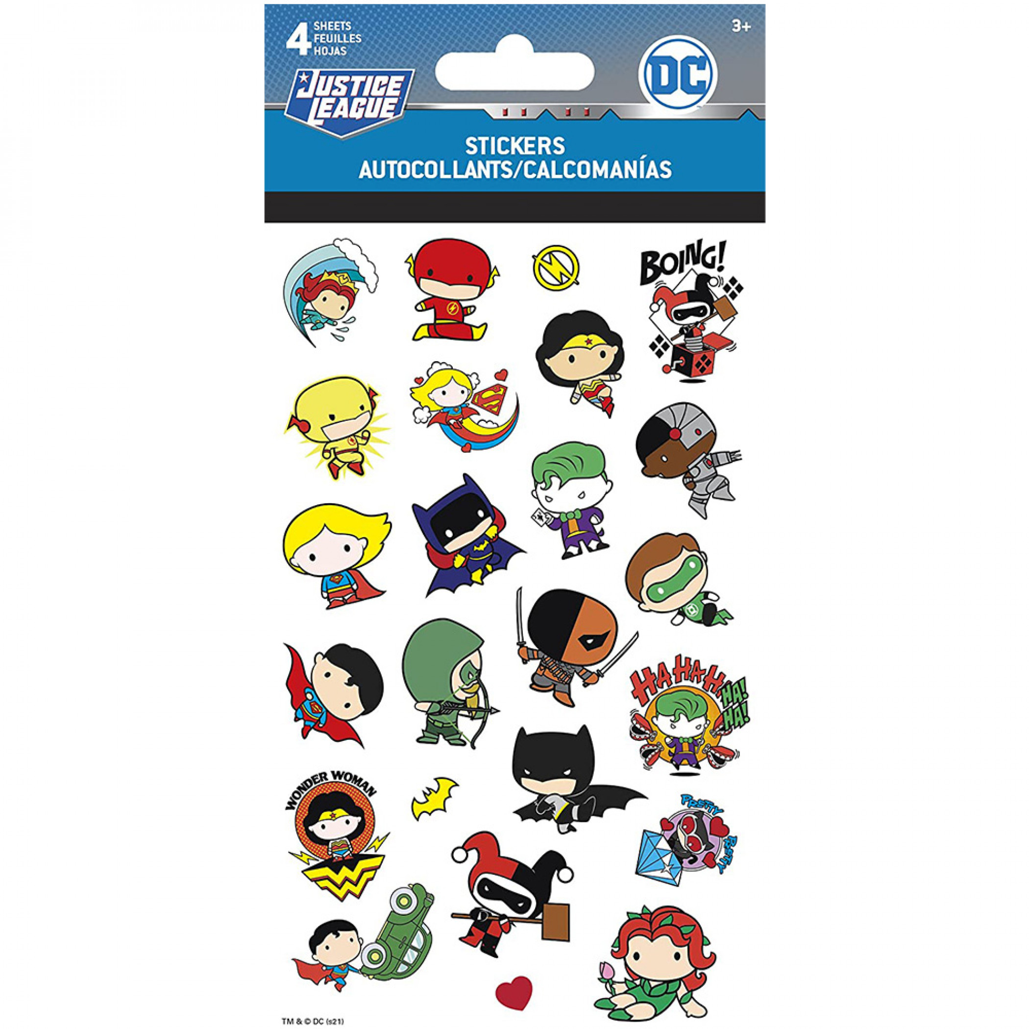 DC Comics Chibi Justice League 4-Sheet Variety Sticker Set